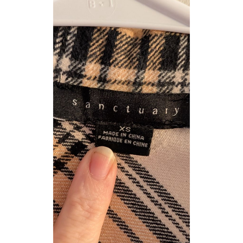Sanctuary Women's Plaid Button Down Shirt XS Beige Black - Picture 3 of 7